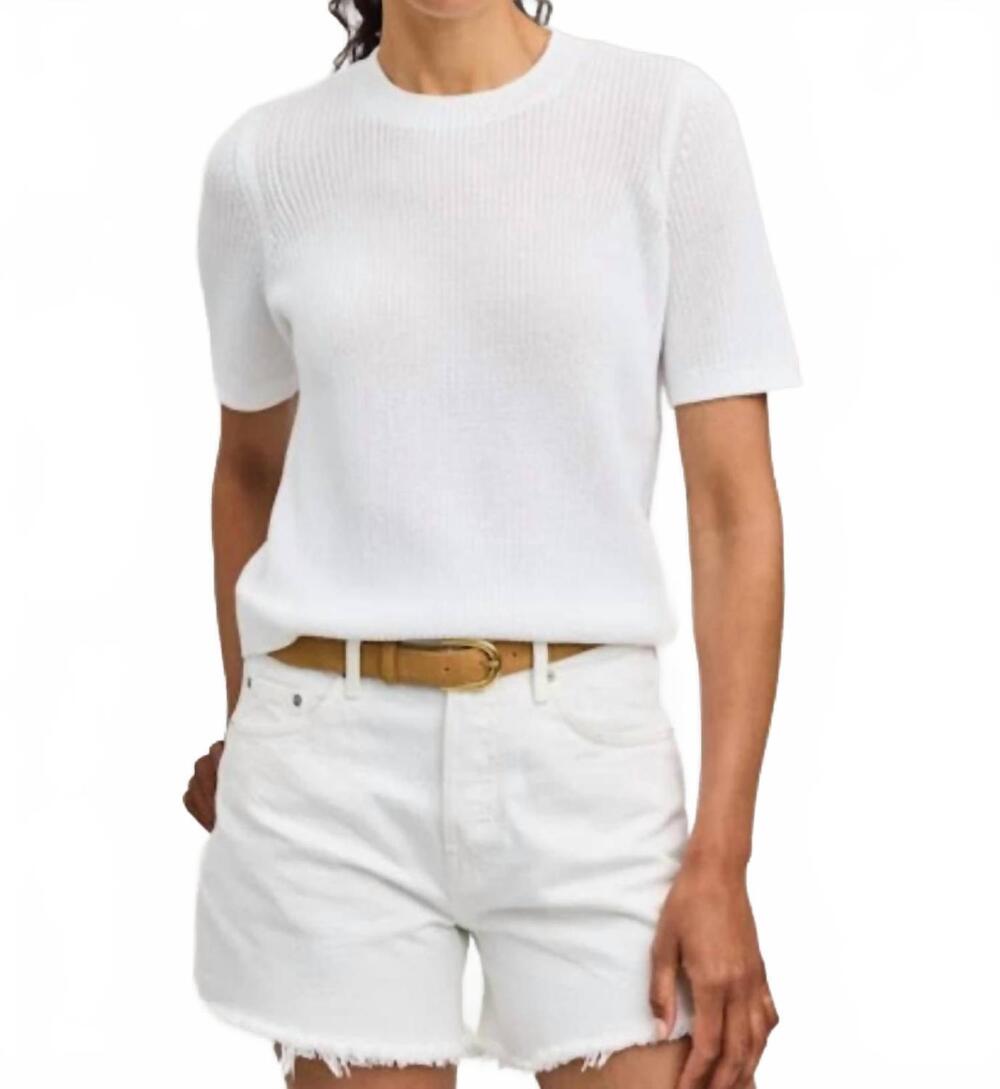 NEW GENTLE FAWN faye short sleeve ribbed sweater in white